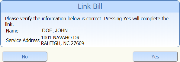 Customer Link Bill Confirmation Page