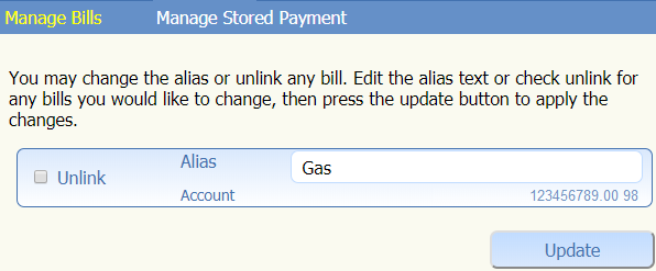 Customer Manage Bills Page